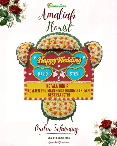Karangan Papan Bunga Pernikahan di Sumbon